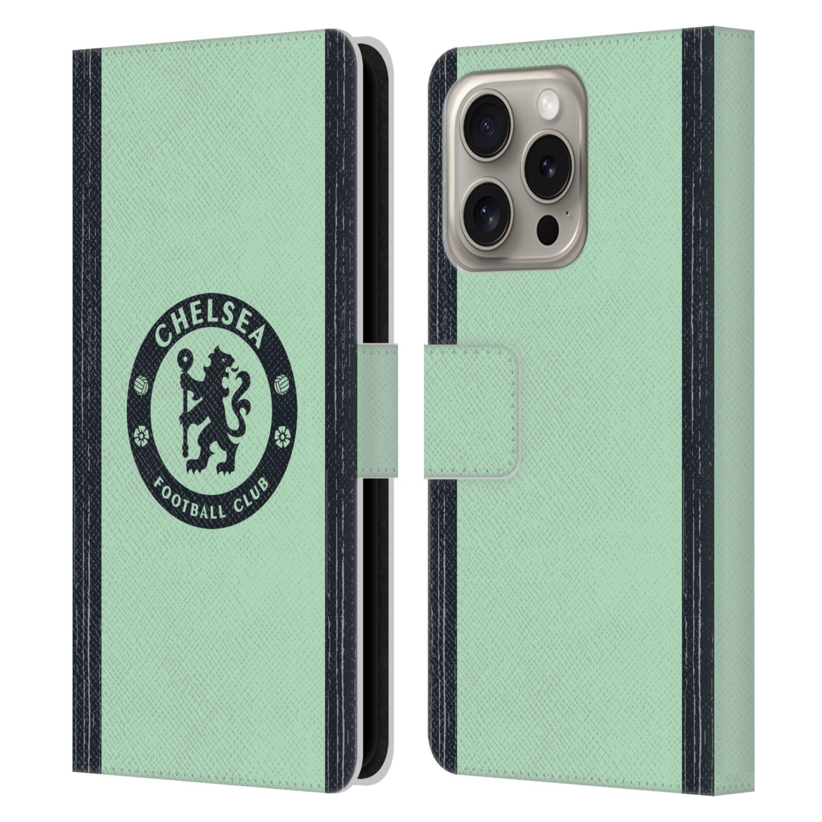 Head Case Designs Officially Licensed Chelsea Football Club Third 2023/24 Kit Leather Flip Case Compatible With Apple iPhone 16 Pro