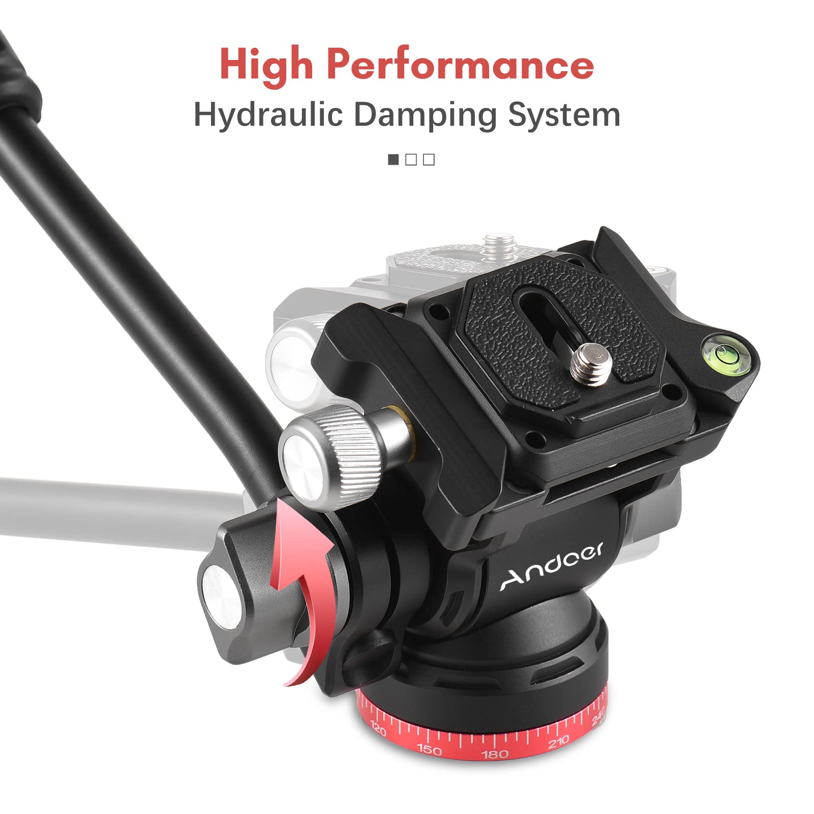 Testa Fluida Per Treppiede - Pan/Tilt Per Video E Foto | Lega Alluminio, Carico 10kg - Foto 2