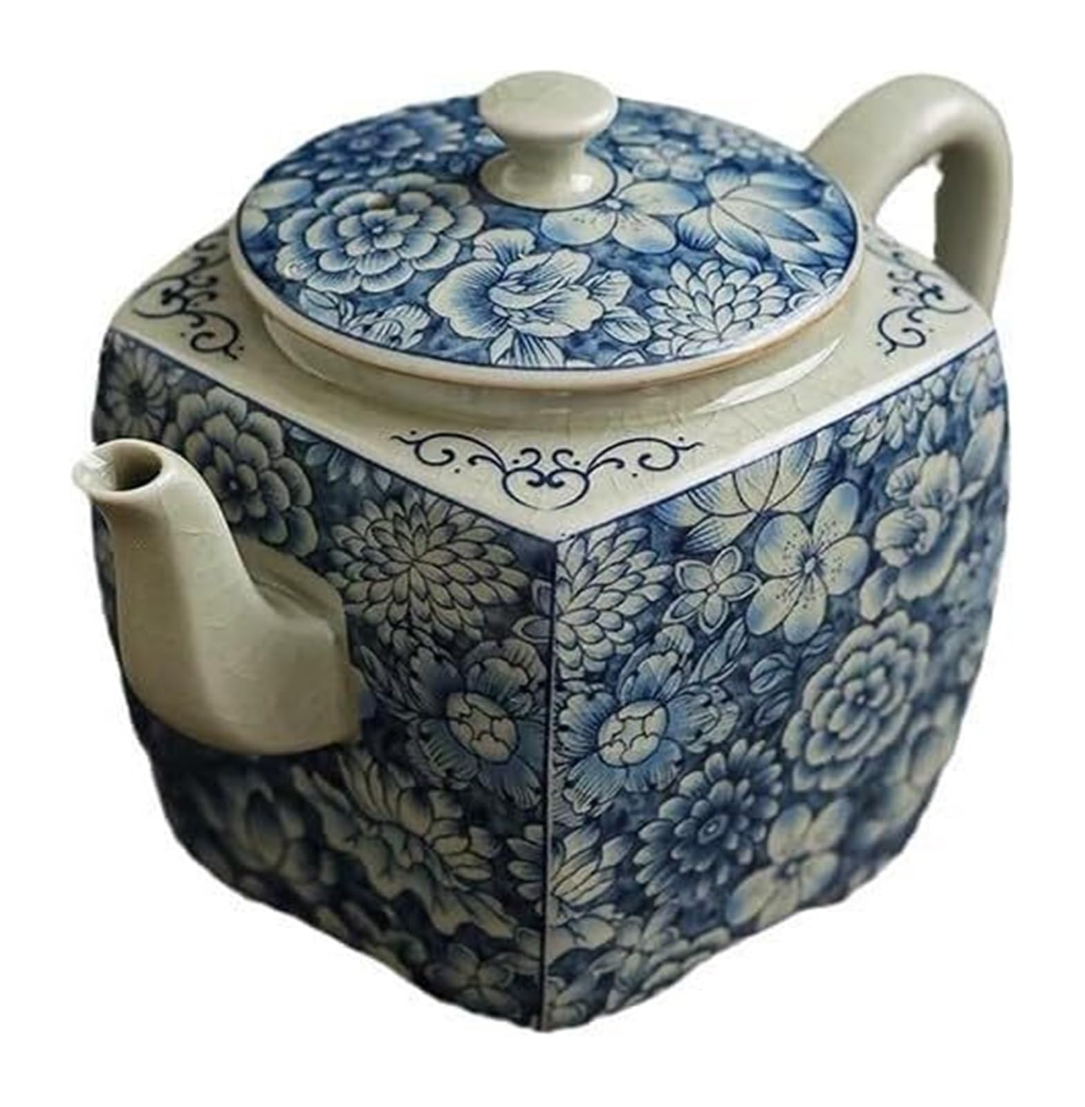 PBWERIGL Japanese ceramic tea pot, Ceramic Square Porcelain Handmade Retro Kung Fu Tea Teapot