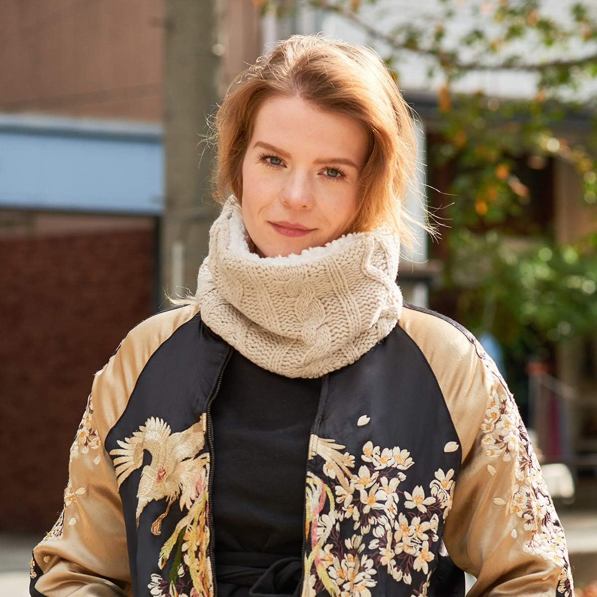 CHARM Winter Knit Neckwarmer Tube Scarf - Zipper Chunky Ski Neck Gaiter Warmer - Image 5