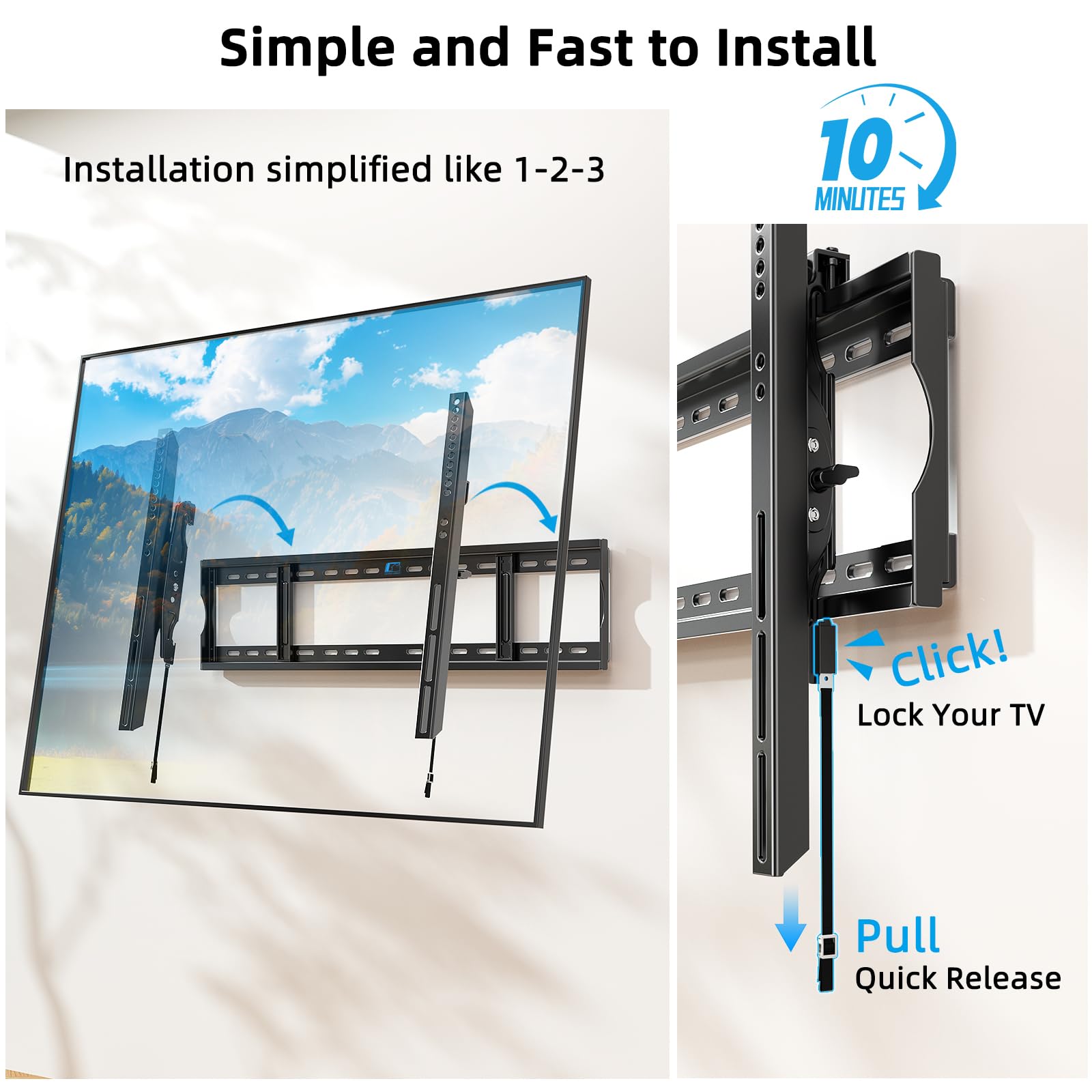 HOME VISION Staffa da parete inclinabile per TV da 55 a 130 pollici, per schermi piatti/curvi extra large, capacità 100 kg, VESA max 900 x 600 mm, distanza tra i perni da 12"-32", inclinazione a basso | HV9901 - Supporto universale per TV a basso profilo,