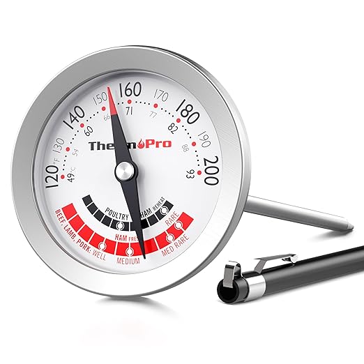 ThermoPro APT200 Meat Thermometer for Cooking with Extra-Large 2-Inch Dial, Analog Dial Food Cooking Thermometer with 5.1" Stainless Steel Probe for Poultry, Ham, Pork, Beef and Lamb