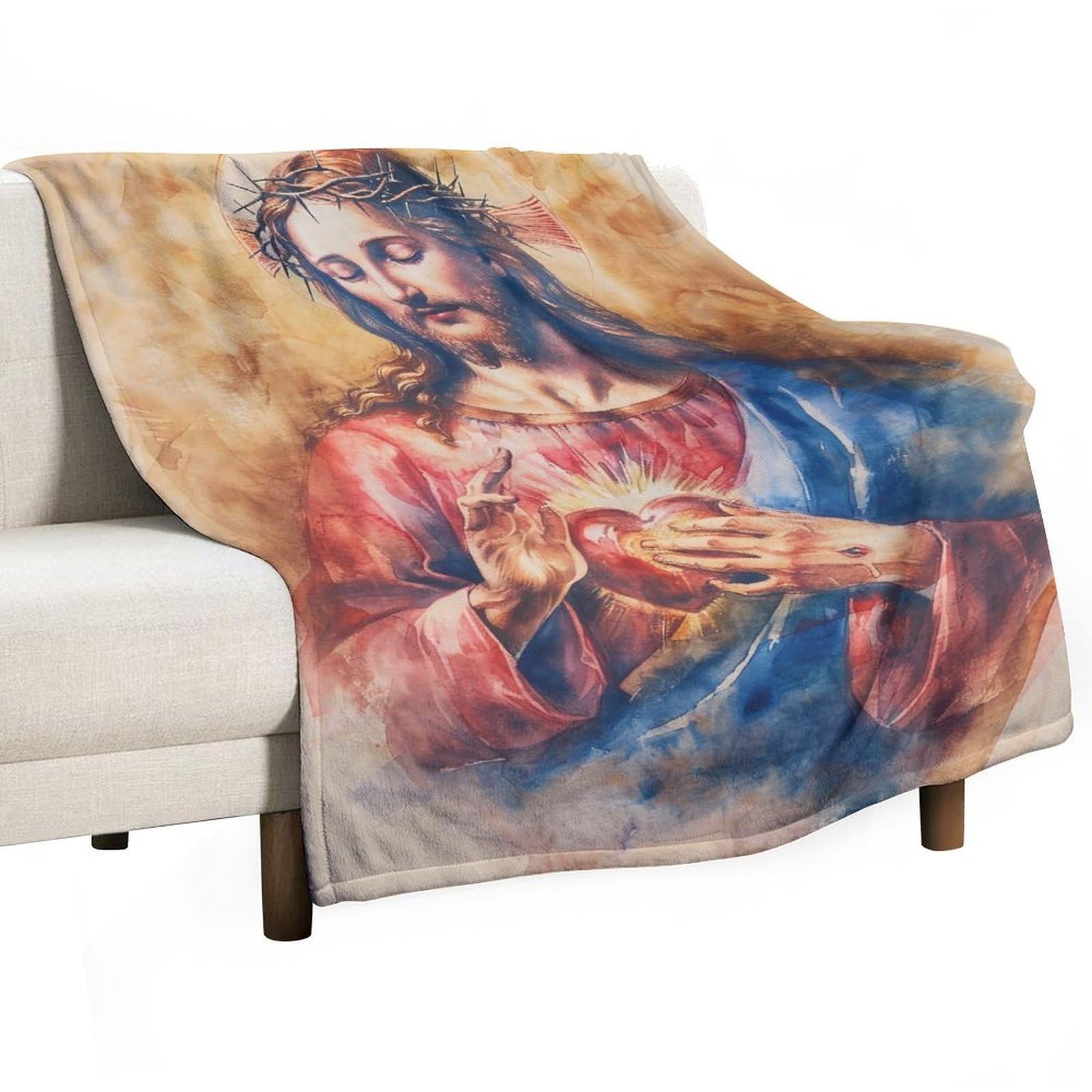 YHGSREUOH Colorful Impasto Virgin Mary 04 Flannel Blankets Fleece Soft Throw Lightweight Plush Gifts for Couch, Bed, Cozy Sofa Plush, Chair, Lovers 130x175cm(50x70in)