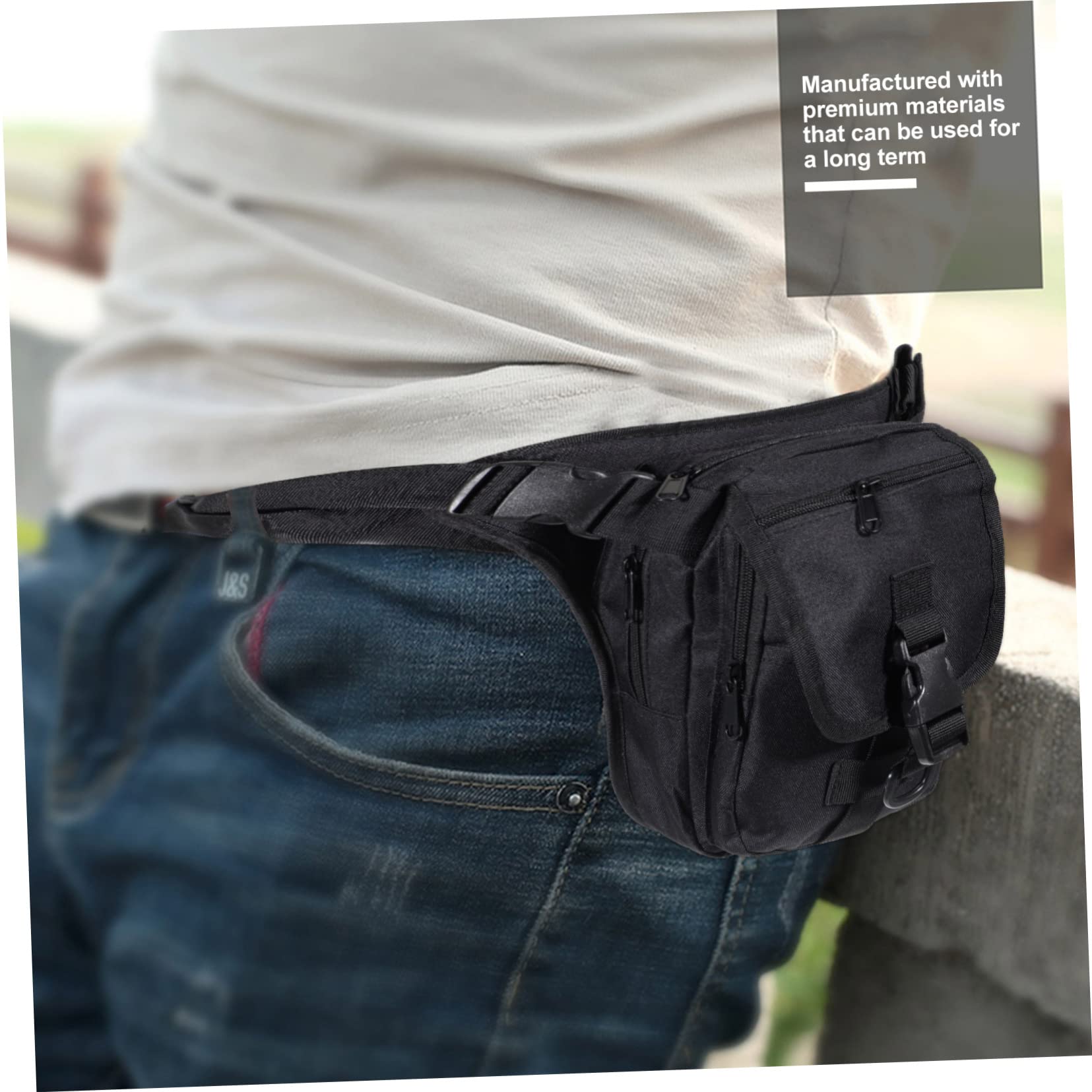 Didiseaon Bolsa Pierna Riñonera para Exteriores Portátil Cangurera Multifuncional Cangurera Resistente para Mujer y Hombre Negra para Camping y Excursiones