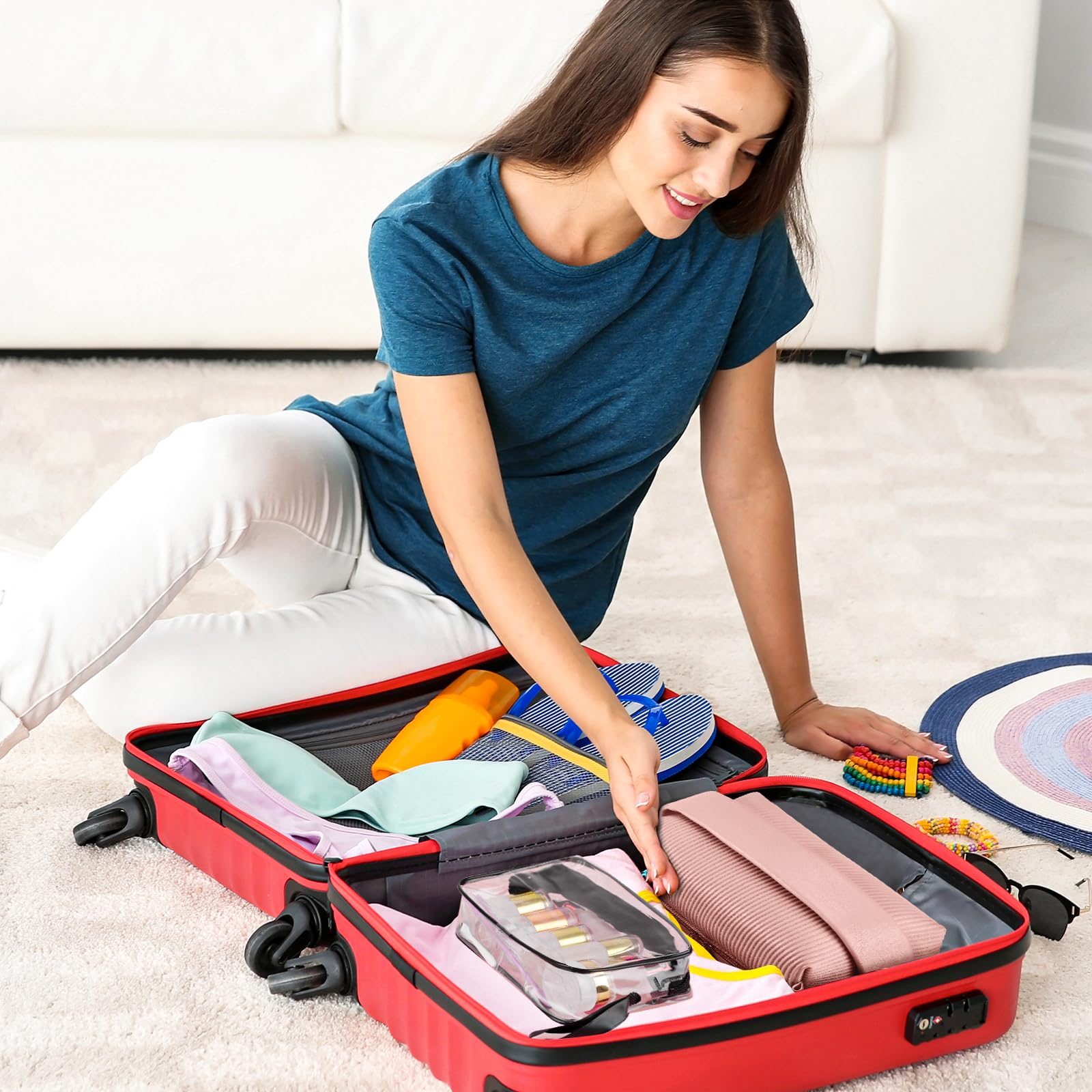Confezione da 30 contenitori da viaggio in vetro per la cura della pelle, approvati TSA, da 1,3/1/0,7/8,5 g, contenitori da viaggio ricaricabili con pompa, barattoli e bottiglia di olio essenziale, in