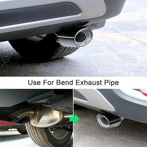 Miniatura 5 de Dsycar - Silenciador universal de acero inoxidable cromado para tubo de salida de sistema de escape de automóvil, atornillable, ajustable, para