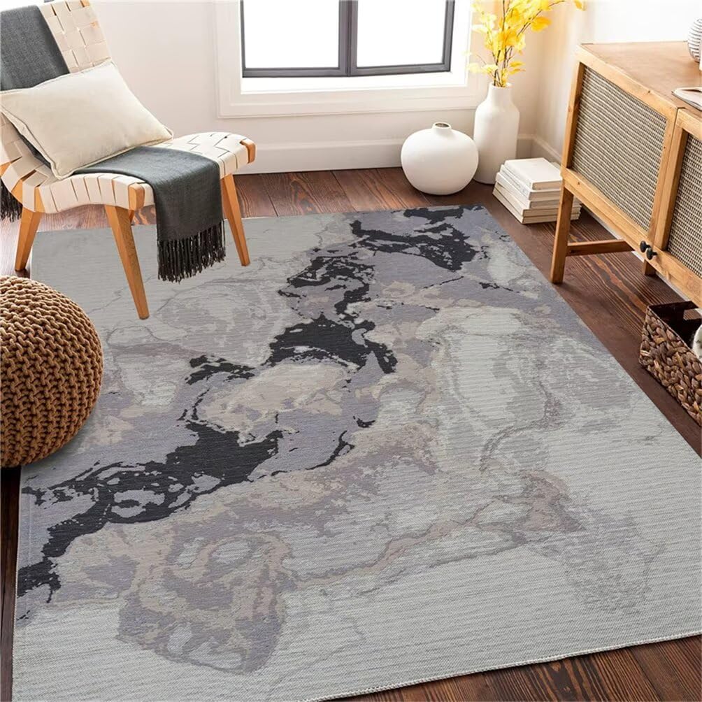 Tapis de salon gris 100x200cm antidérapant et antisalissure pour ado
