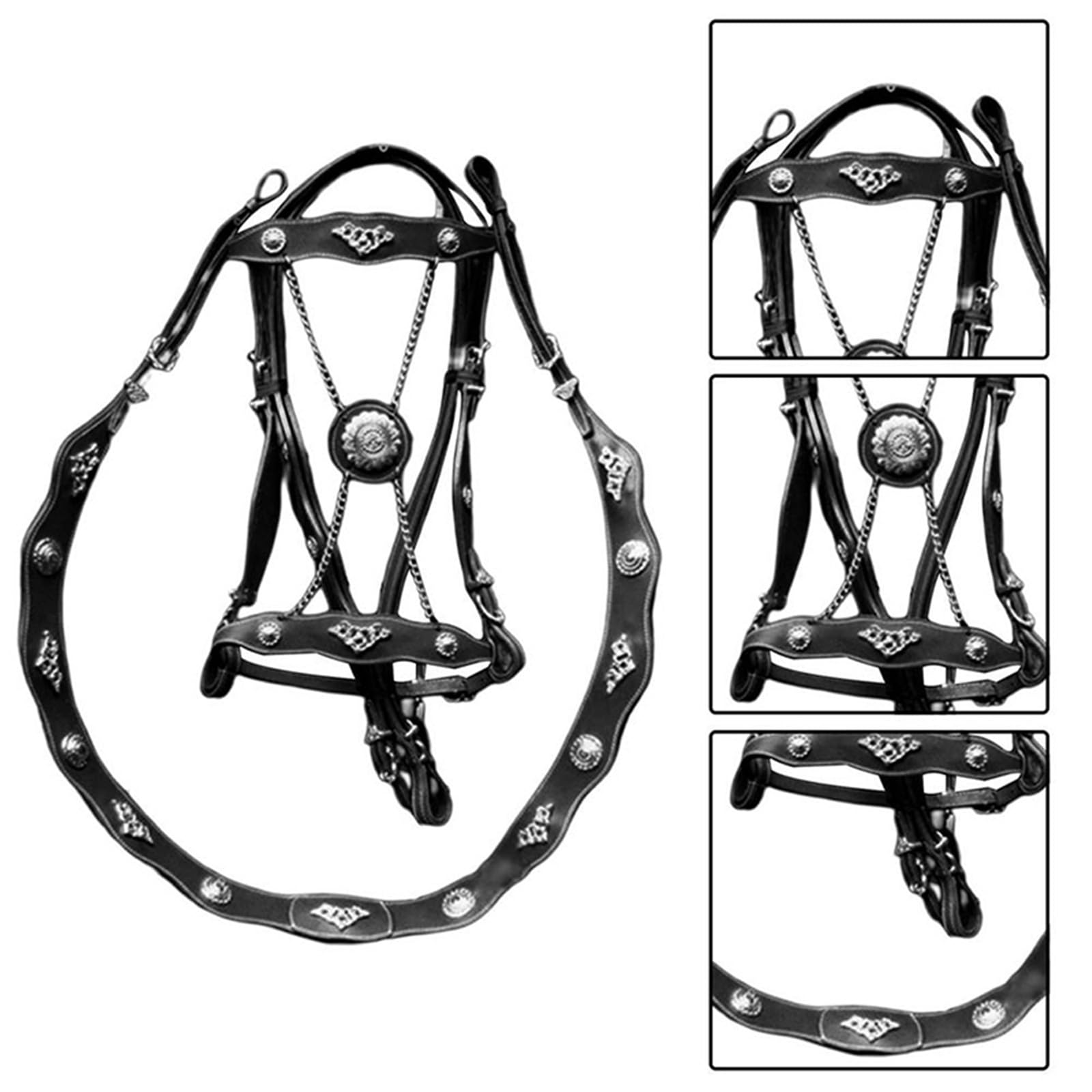Halfter Für Pferde Ungefesselte Halfter und Führseile aus PU-Leder for Pferde, ergonomisch, bequem, mit Metallschnalle