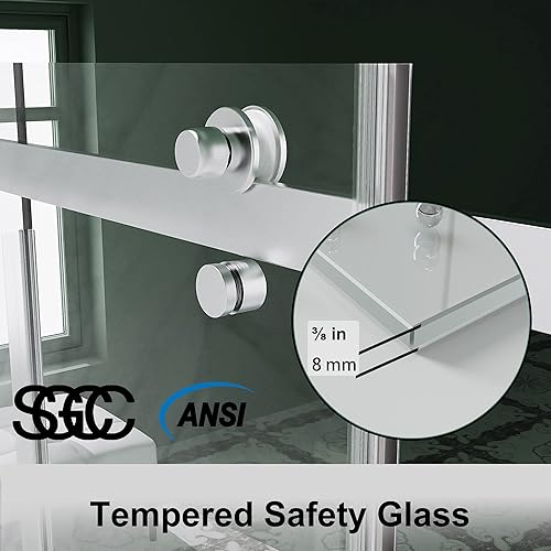 Miniatura 8 de ES-DIY Puerta de ducha para bañera puerta corrediza de ducha de 56 a 60 pulgadas de ancho x 58 pulgadas de alto puerta de bañera de vidrio templado