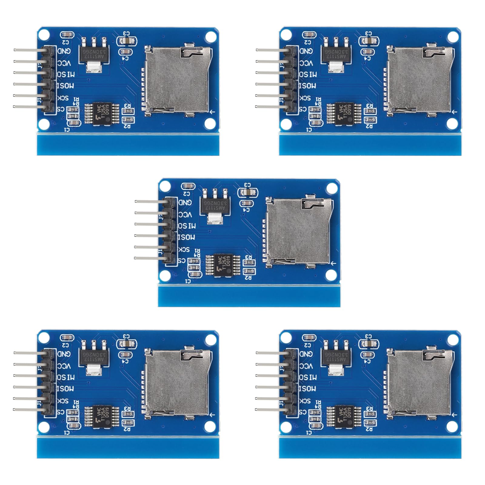 ZHWXFW 5 Pcs Micro SD Card Module TF Card Adapter Reader Module with 6Pin SPI Interface 3.3V 5V Logic Level Chip for Arduino for Raspberry Pi ESP32 Interface Driver Module