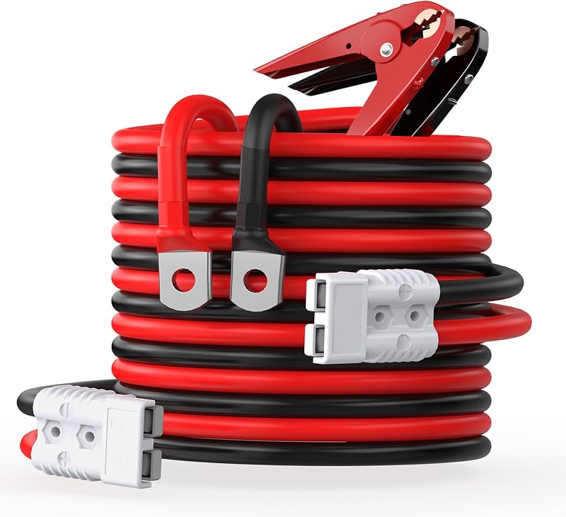 Cabo de Transferência de Bateria Noone 1 AWG 7,62 m com Plugue de Conexão Rápida – Kit de Instalação Permanente