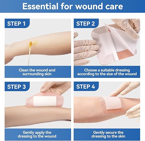 Miniatura 8 de Apósito de Silicona Súper Absorbente para Heridas-4"× 4" Vendajes Autoadhesivos para el Cuidado de Heridas, Elegible para FSA HSA, Almohadillas