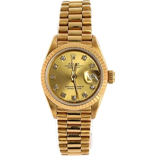 Rolex, Pre-Loved Oyster Perpetual President Datejust Automatic Watch Yellow Gold with Diamond Markers 26, Yellow Gold