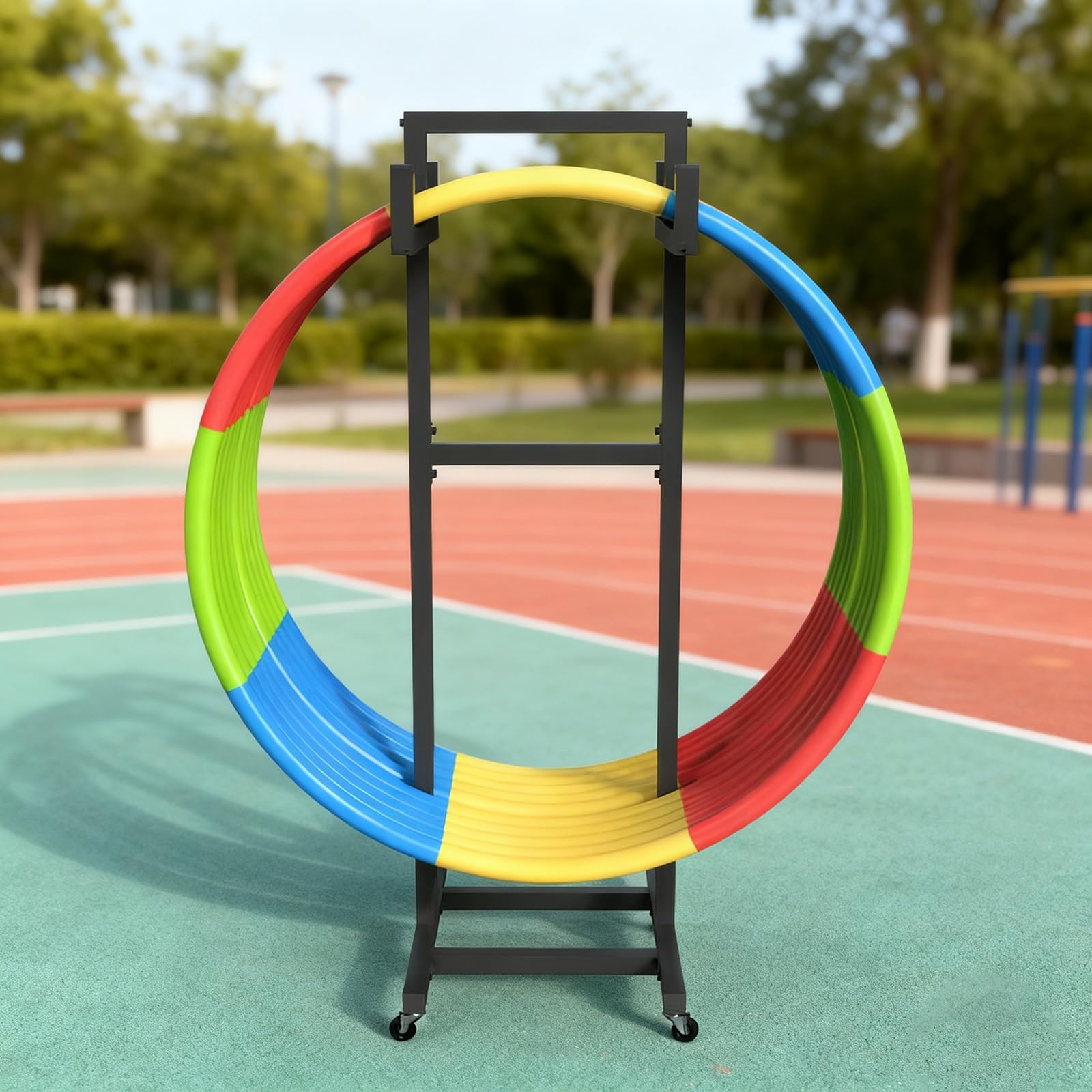 Hula Hoop Halterung Hula-Hoop-Ständer mit Rädern, beweglicher Hula-Hoops-Organizer, für Sportunterricht, Yoga-Studio, Heimgarage, Kunststoffwagen