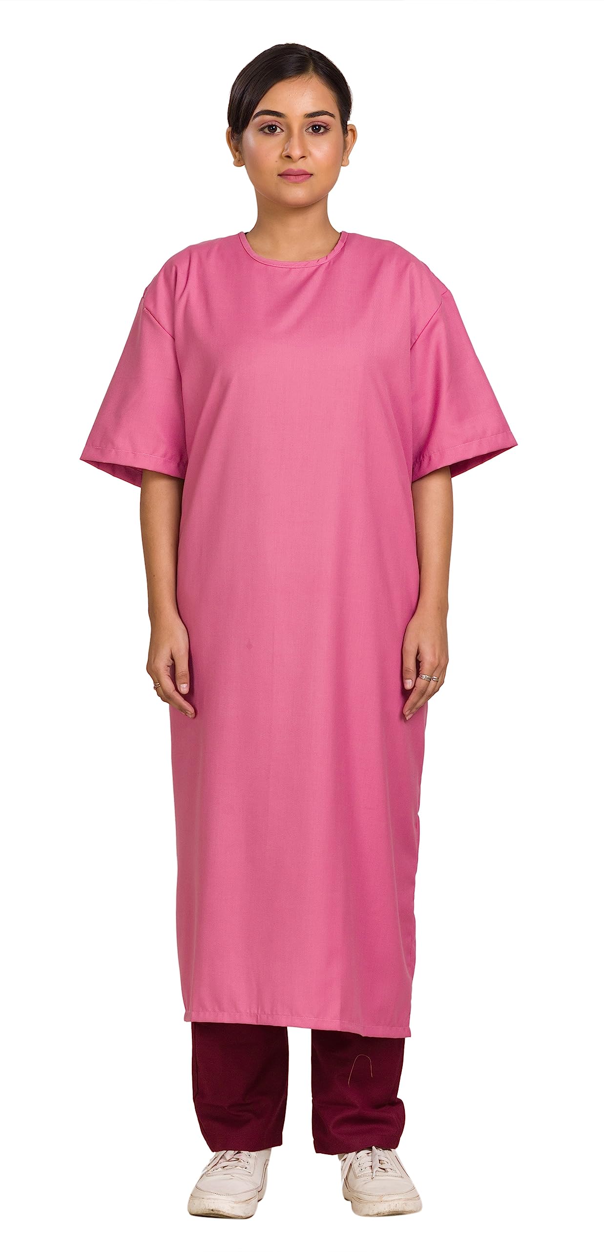HOSPRIQS Unisex Reusable Patient Gown -Back Open Tie Type - Ideal only for Patients (pack of 1) (Free size, Pink)-picture-22