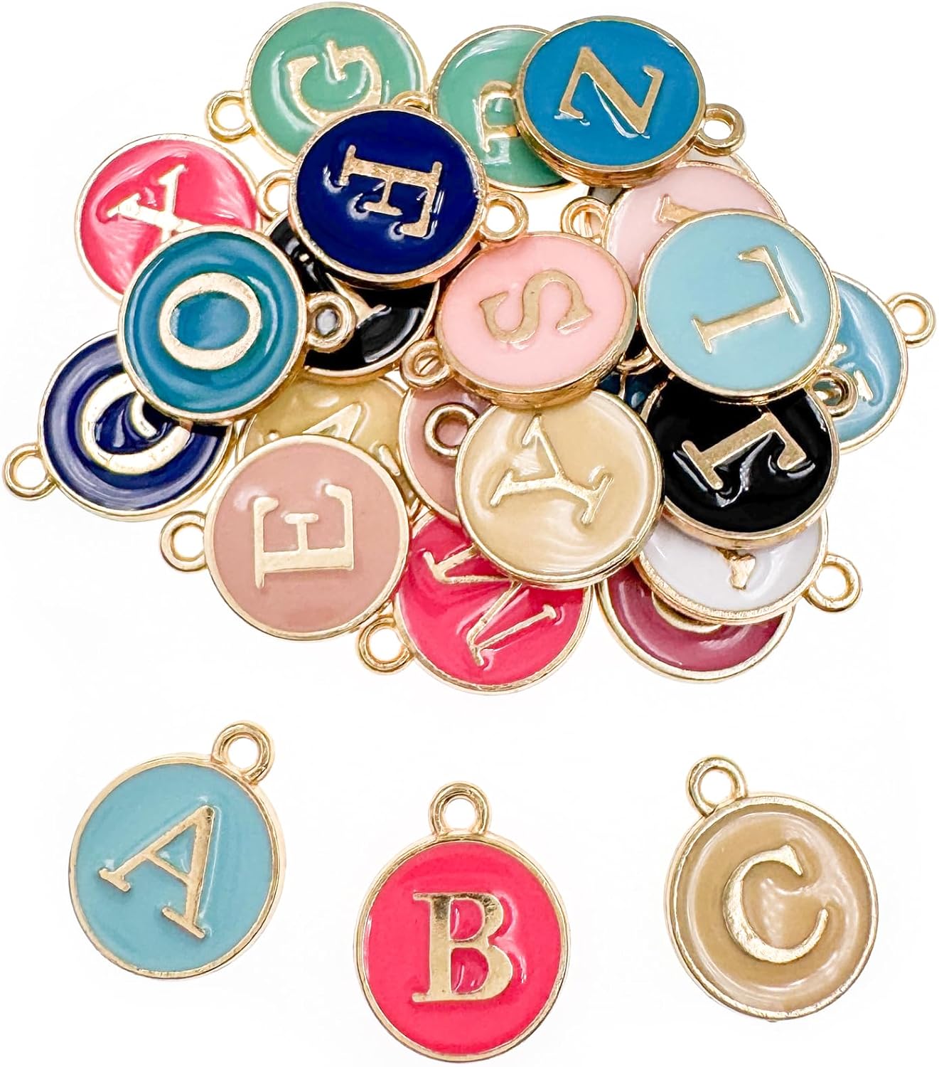 Enamel Letter Initial Charms A-Z Alphabet Gold Plated Alloy for Jewelry Making Bracelet Necklace Earring Pendant Craft Supplies DIY Accessories