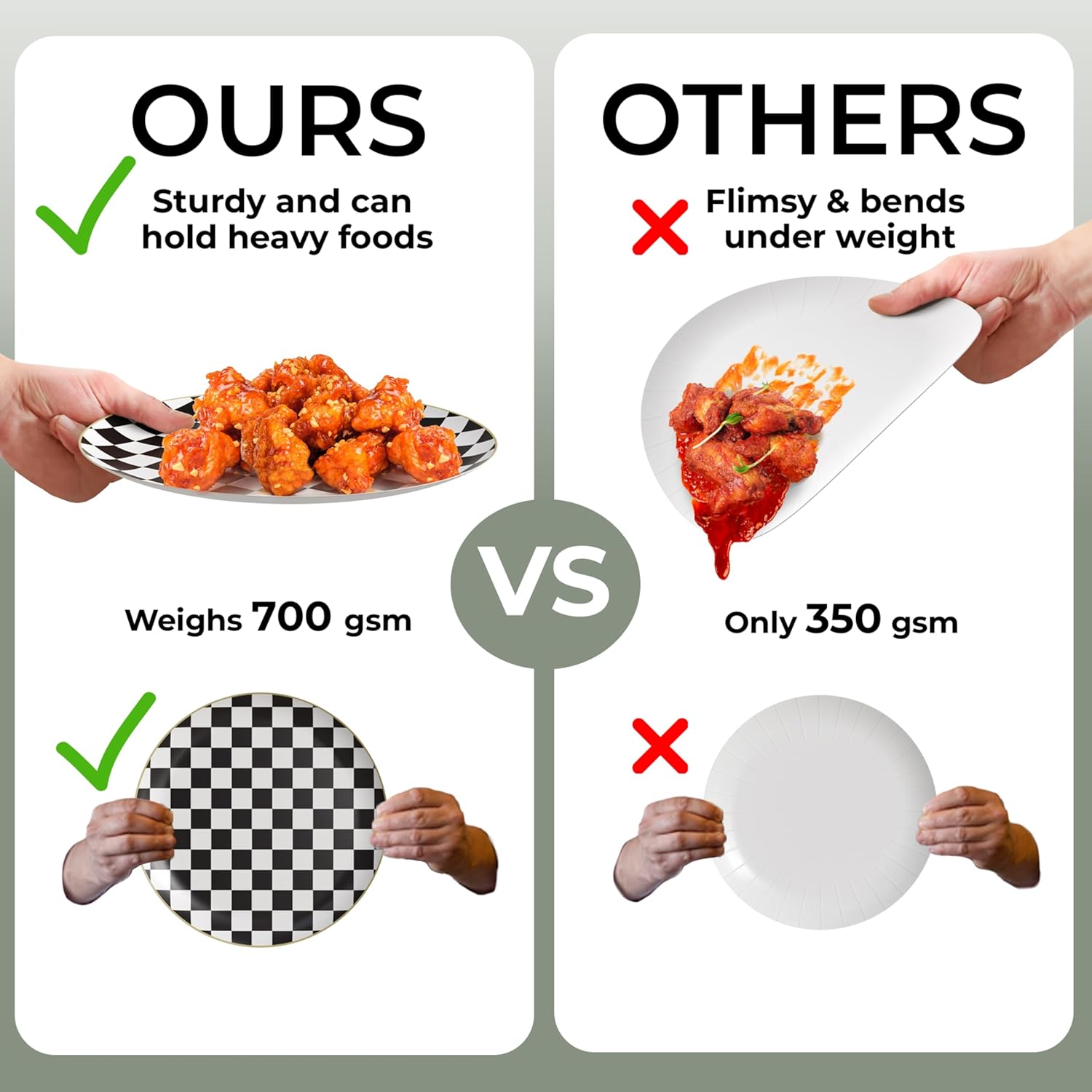 Trendables Heavy Duty Paper Plates Bulk 40 Pcs Disposable Party Plates - 20 X 8 Inch Dessert Plate & 20 X 10 Inch Paper Plate Checkered decor, black and white party decorations, race car decorations - Image 3