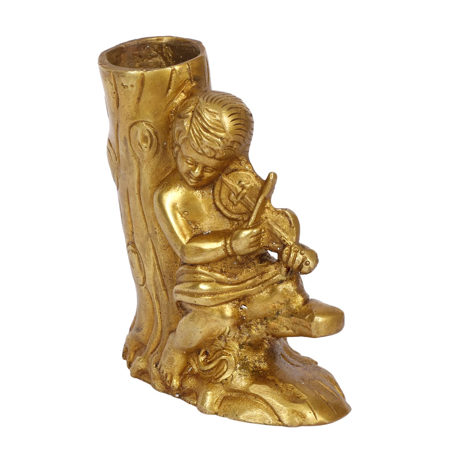 ARTVARKO Portapenne in ottone con albero con un ragazzo che suona il violino Showpiece fermacarte per tavolo da ufficio elegante supporto fantasia per uomini donne ufficio casa decorazione regalo