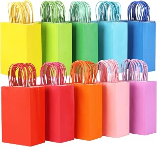 TOMNK 100pc Multi-Color Small Gift and Goodie Bags with Handles