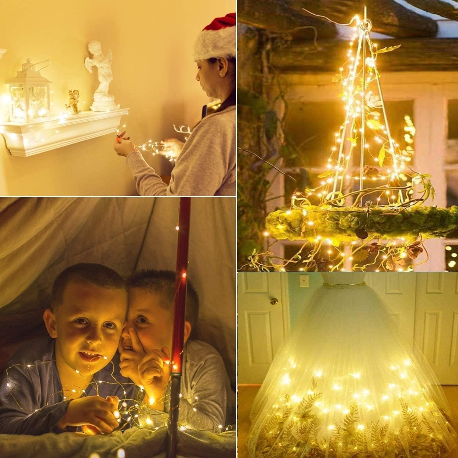Homemory Fairy String Lights 33FT 100 LED with Remote USB Plug in 8 Mode Lights and 50 Clips for Christmas, Weddings, Parties Decorations (Warm White)