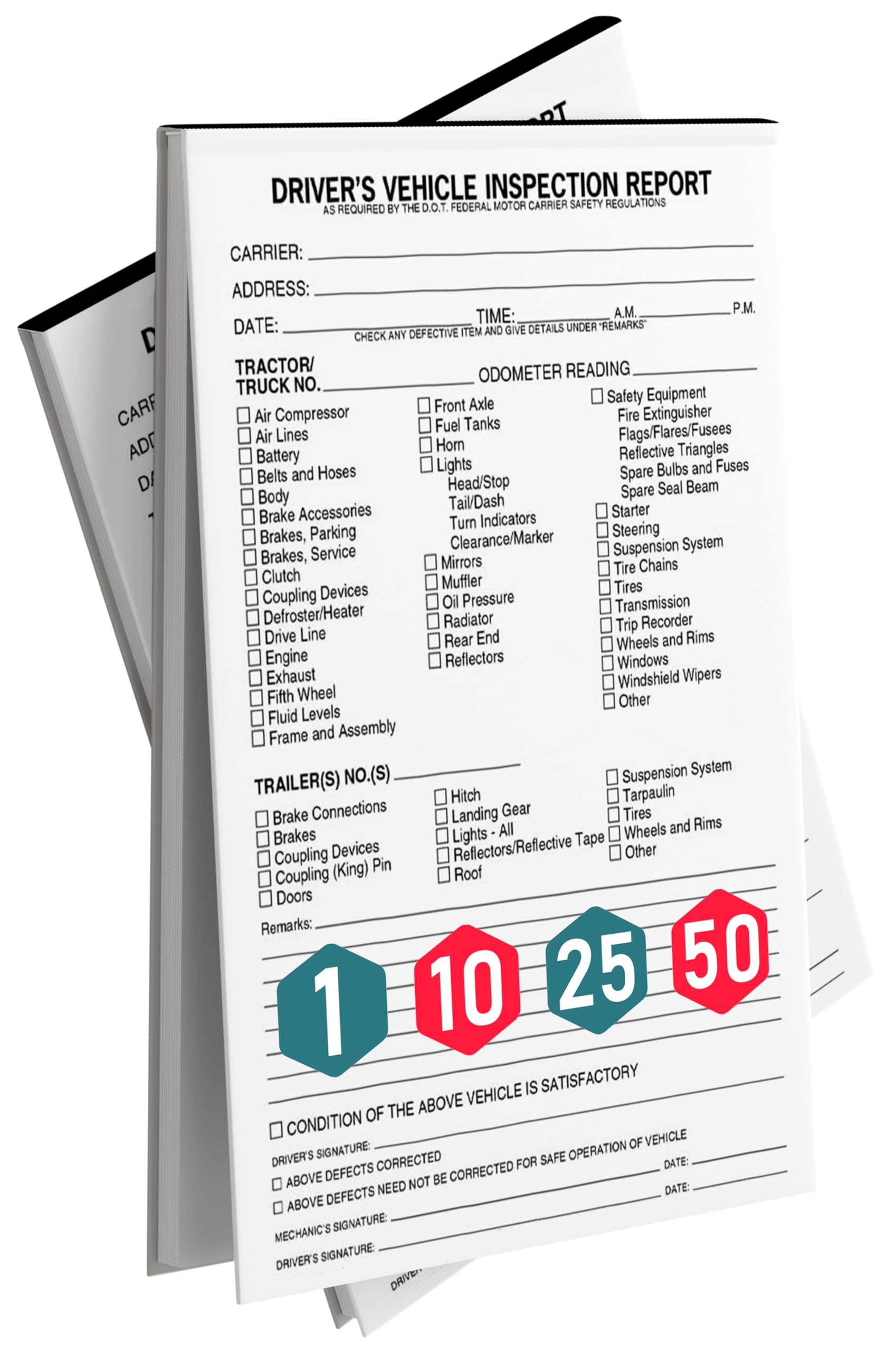 Driver Log Books For Truckers 24 Pack Vehicle Inspection Report Books ...