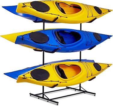 RaxGo kayak Storage Rack, Heavy Duty Freestanding Storage for Six Kayak, SUP, Canoe & Paddleboard for Indoor, Outdoor, Garage, Shed, or Dock,