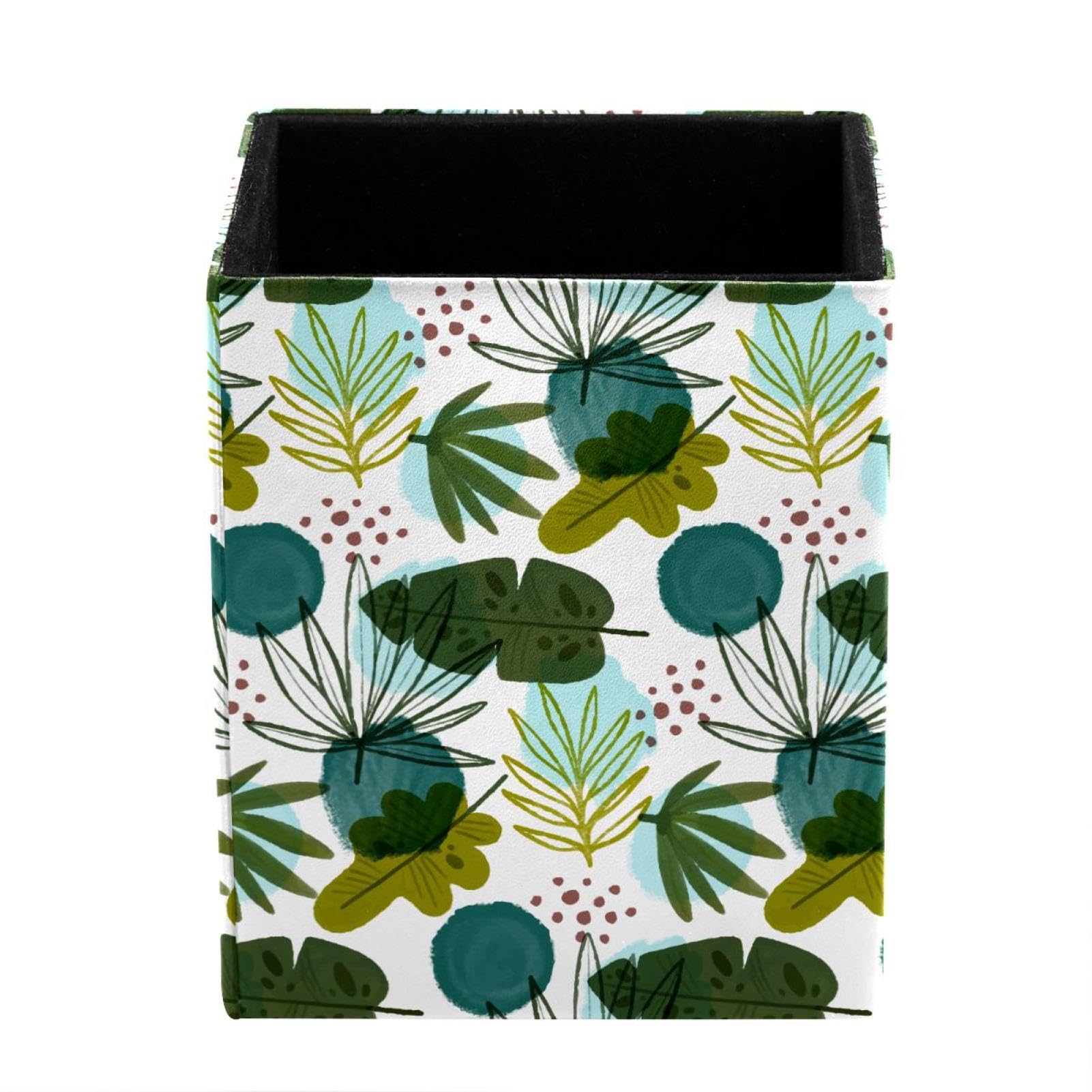 FWJZDSP Pencil Holder for Desk, Botanical Pattern with Different Leaves Pen Holder Organizer, Pen Holder for Your Desktop Office Supplies Storage Organizer