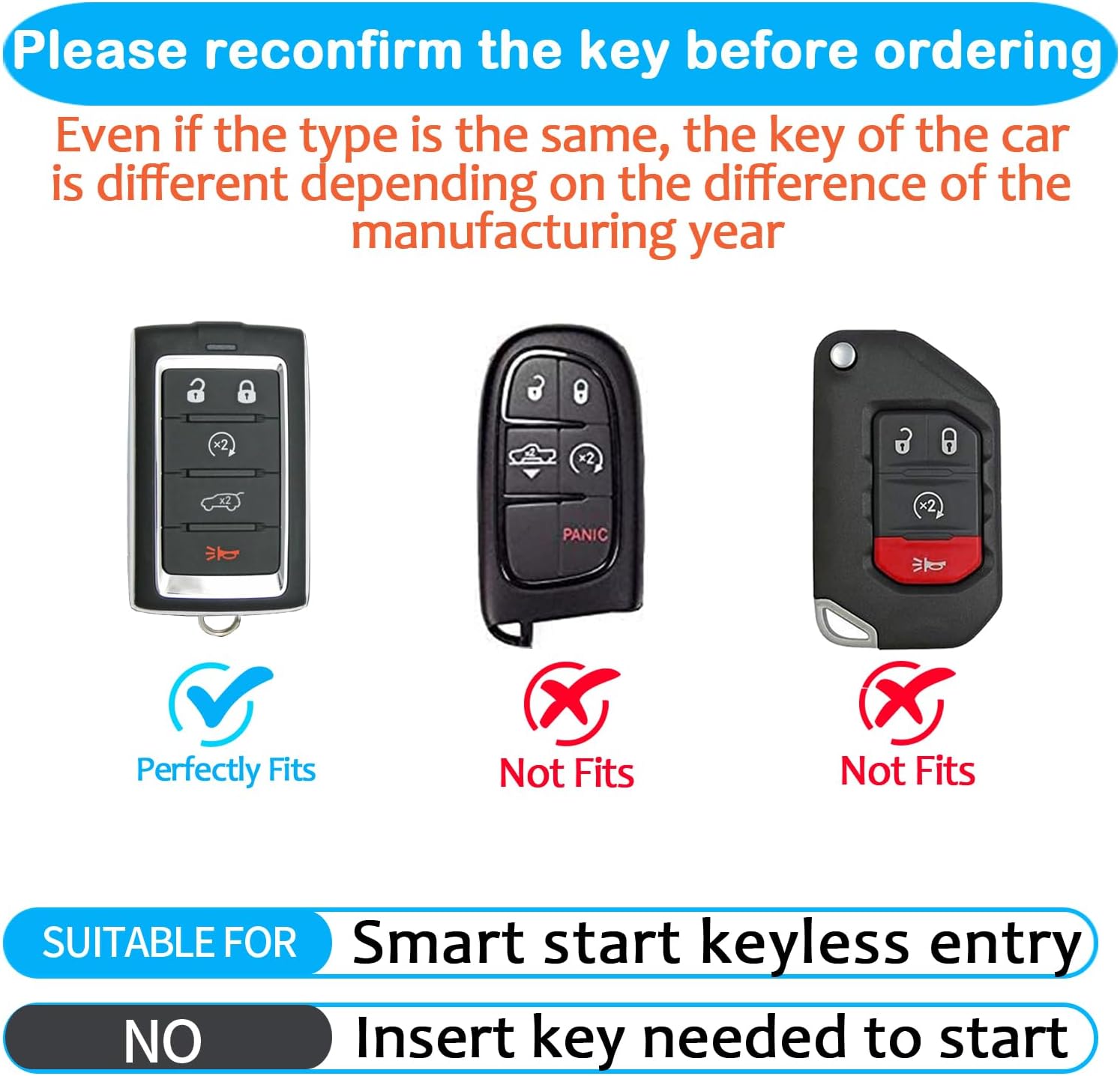 JOYEAR for Jeep Key Fob Cover with Key chain Compatible with 2021 2022 2023 2024 2025 2026 Jeep Grand Cherokee L Grand Wagoneer Car Accessories (Silver-White, 5 Buttons-B)