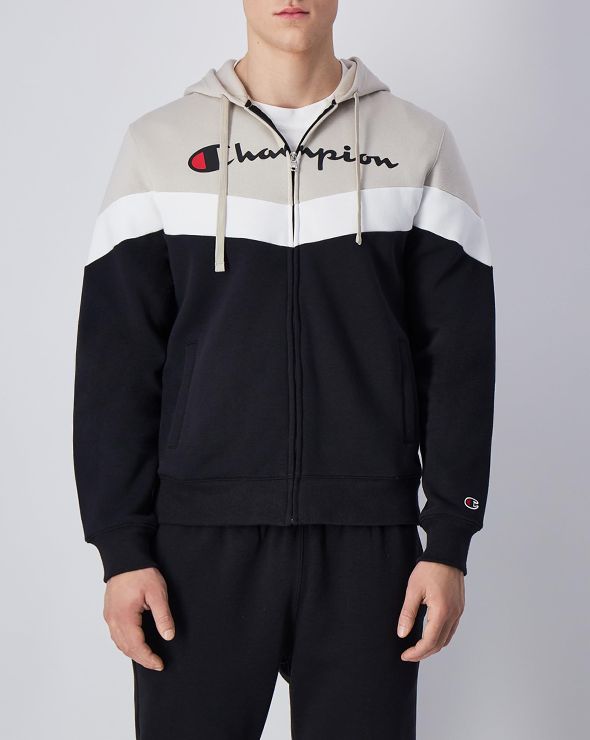 Champion Legacy Script Shop Color Block (220291) - Soft Compact Powerblend Fleece Hooded Tuta sportiva Uomo