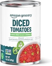 Amazon Grocery, Diced Tomatoes with Mild Green Chilies, 14.5 Oz (Previously Amazon Fresh, Packaging May Vary)