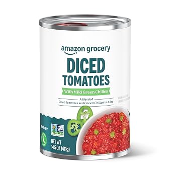 Amazon Grocery, Diced Tomatoes with Mild Green Chilies, 14.5 Oz
