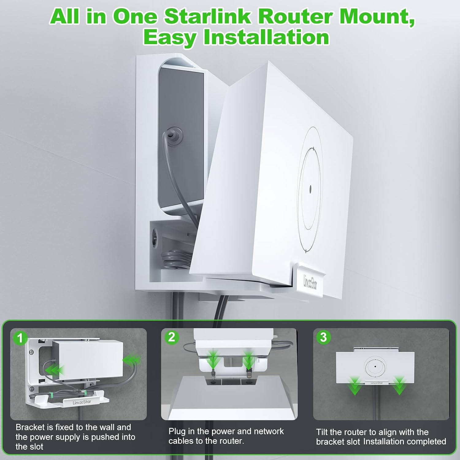 for Starlink Gen3/4X Router Mount,Standard V3/4X Router Wall Mount for Starlink Mesh Router Power Supply Mounting Kit Accessories
