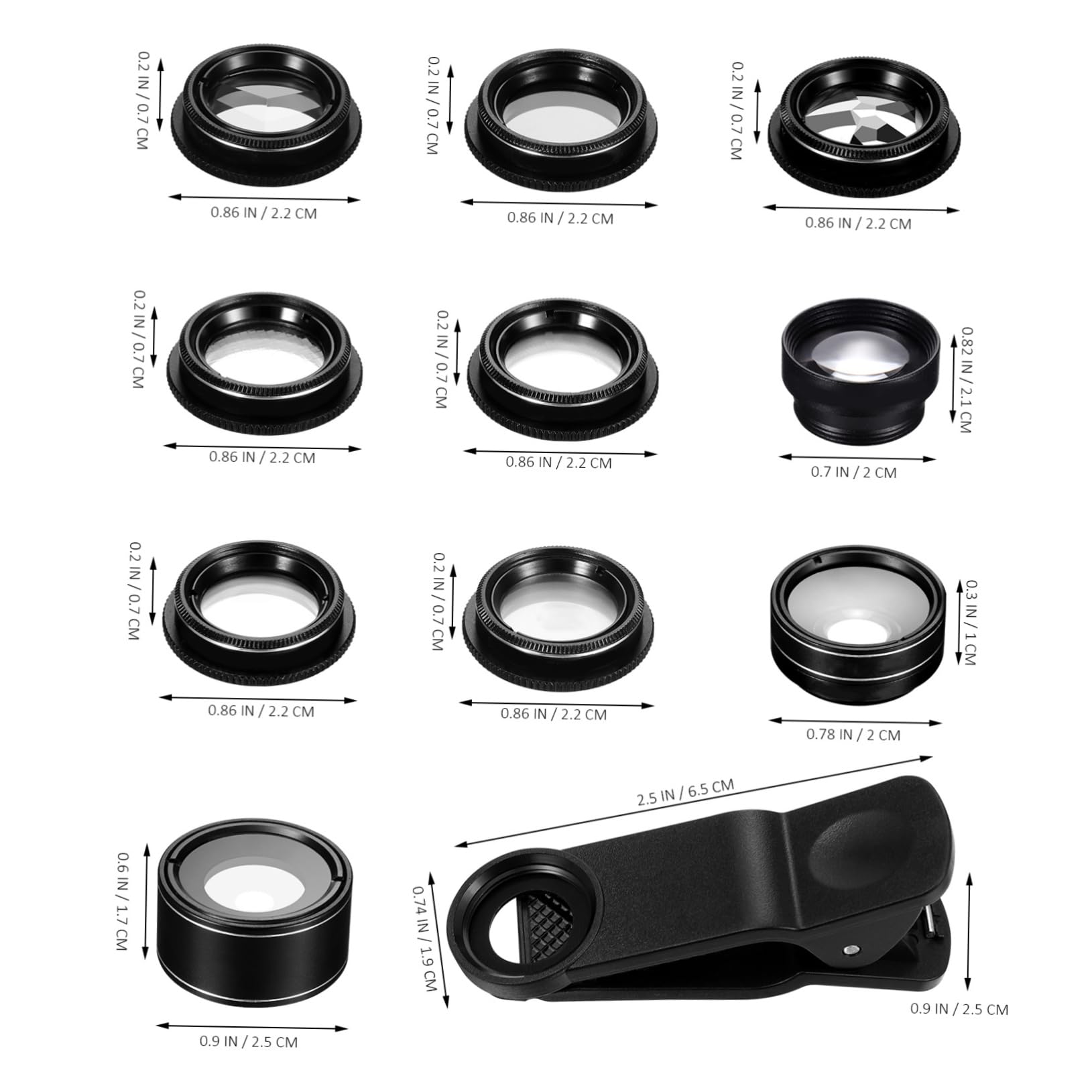 CHILDWEET 1set Kit Di Lenti Per Smartphone Portatile Obiettivo Fisheye Grandangolo Macro e Teleobiettivo Per Fotografie Di Paesaggi e Dettagli Di Piccoli Oggetti
