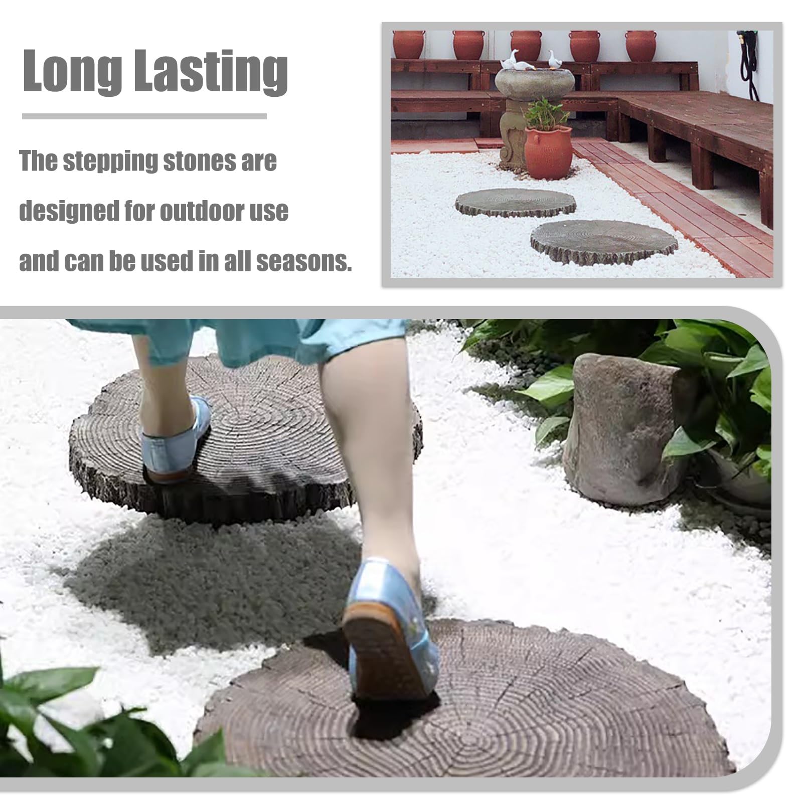 Amazon.co.jp: 踏み石 丸太風ステップ 屋外用 大型石 14インチ