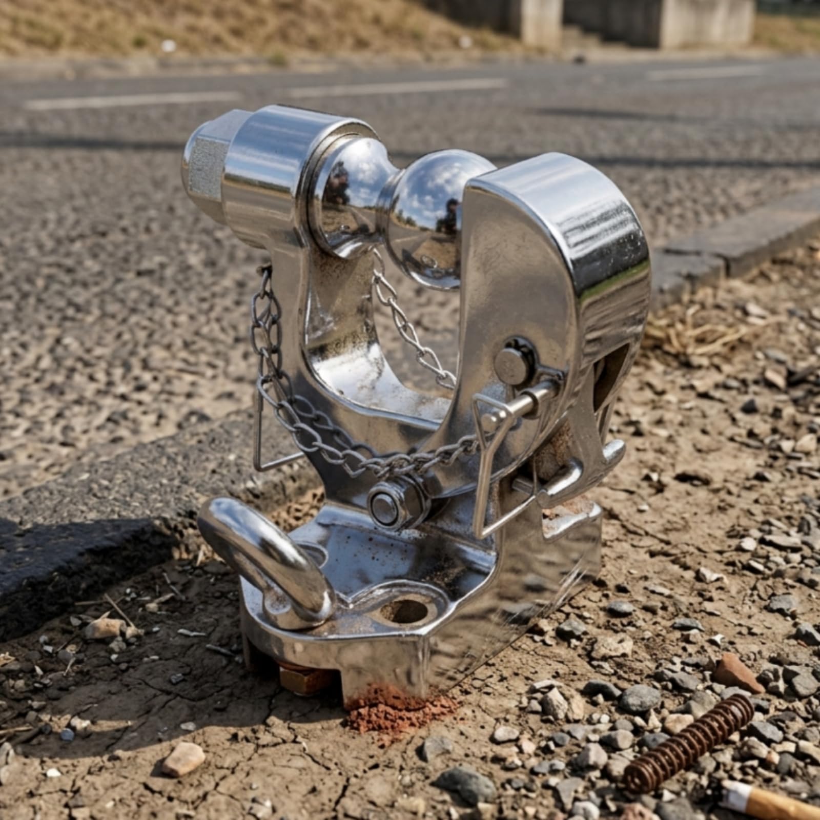 Anhängerkupplung mit Kugelkopf Metall Anhängerkupplung mit Sicherheitskette Kompakt Transportzubehör für Ziehen, Schwarzer Kugelkopf