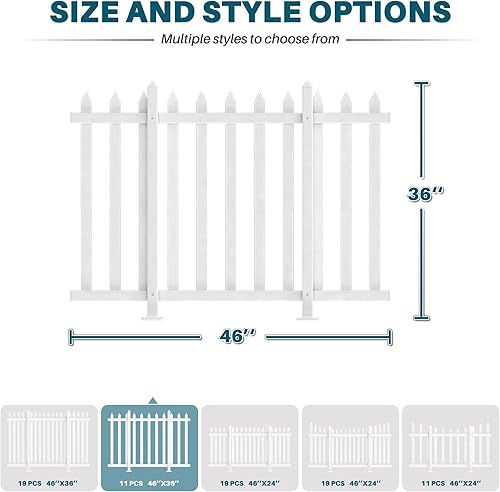 Miniatura 52 de Coarbor 1 juego de valla de vinilo de 84 x 36 pulgadas, valla decorativa de PVC blanco para patio, patio al aire libre, barrera para mascotas, valla