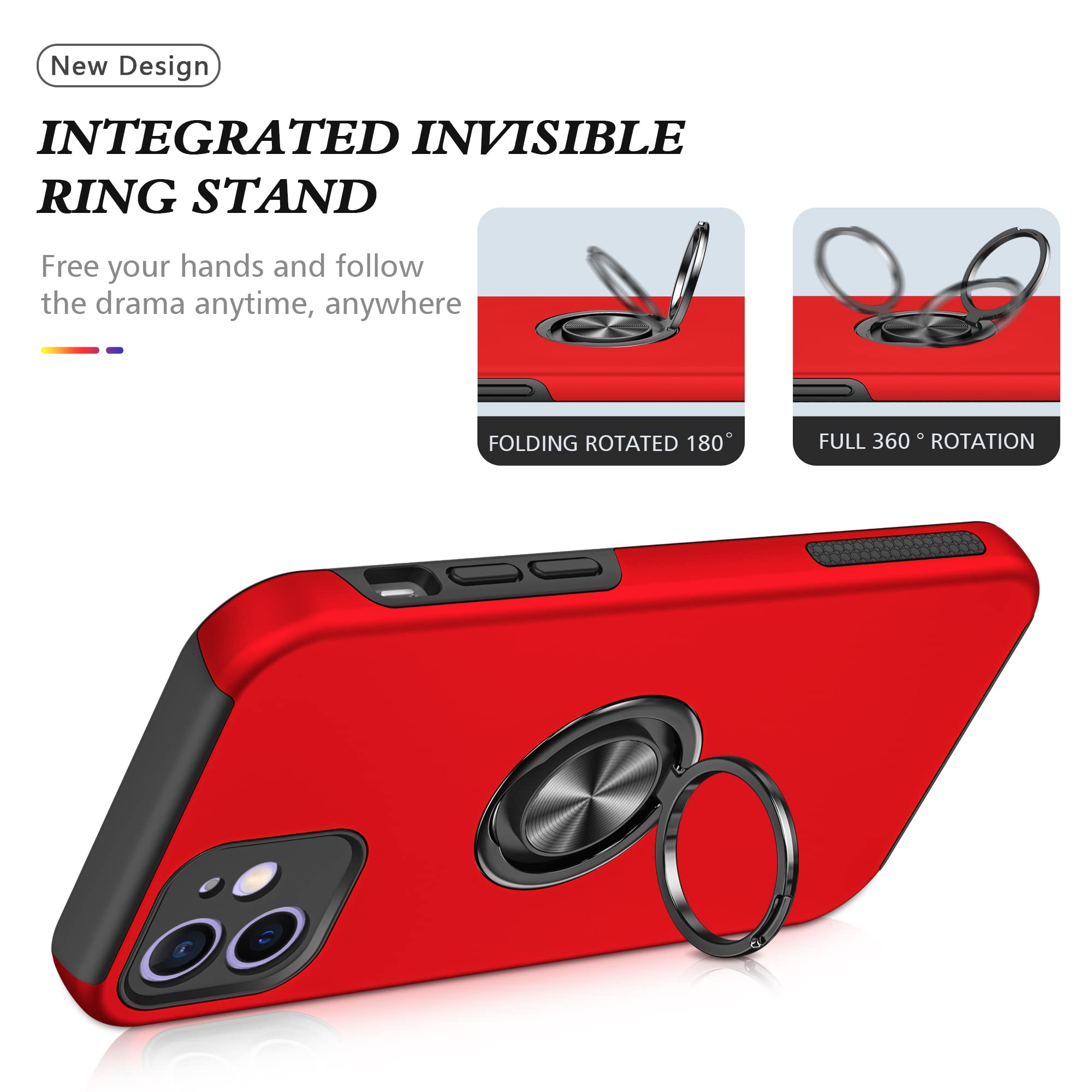 SORAKA Custodia per iPhone 12 Mini con supporto ad anello