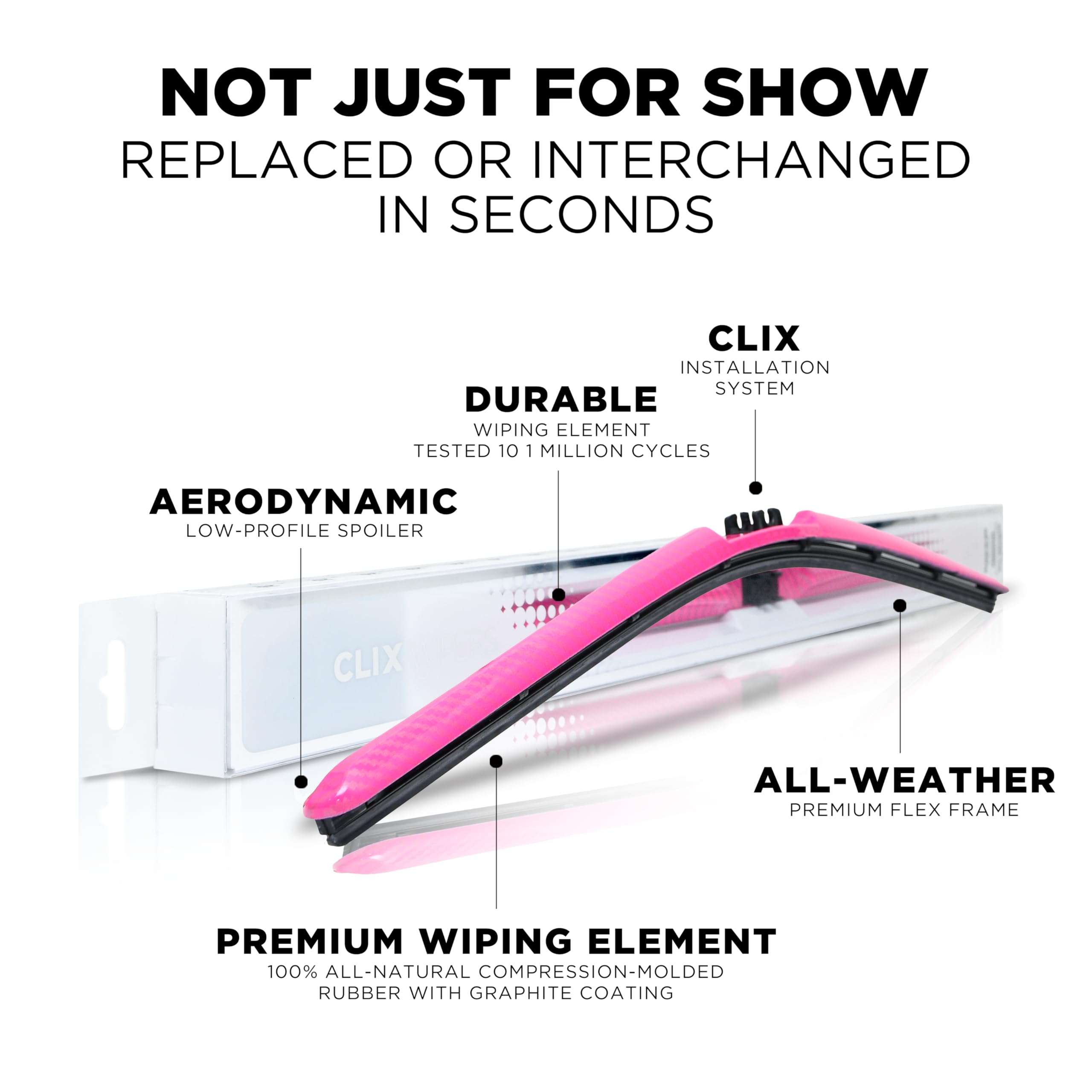Clix Wipers Pink Windshield Wiper Blades for Jeep Wrangler All