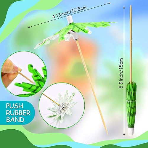 Miniatura 2 de Geiserailie 40 piezas de sombrillas de bebida, palillos de cóctel de palmera de coco para bebidas, mini paraguas de papel, palillos de dientes para