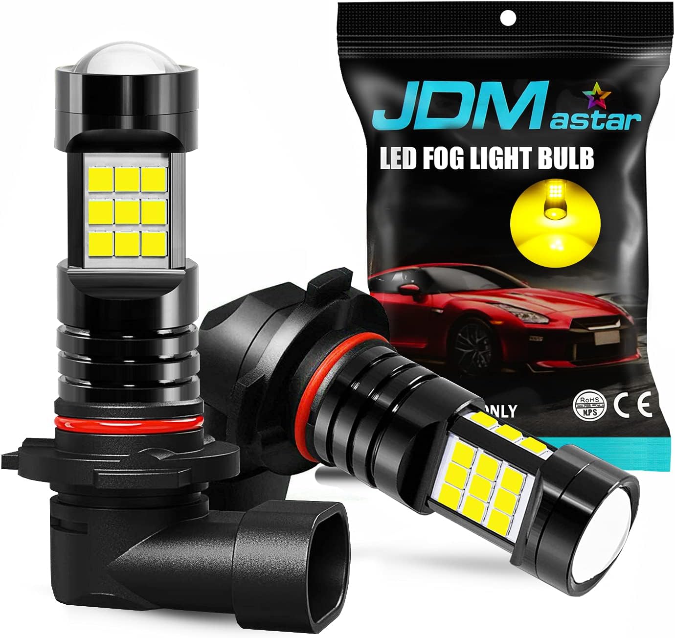 JDM ASTAR Extremely Bright PX Chips H10 9145 9140 LED Fog Light Bulbs, Golden Yellow