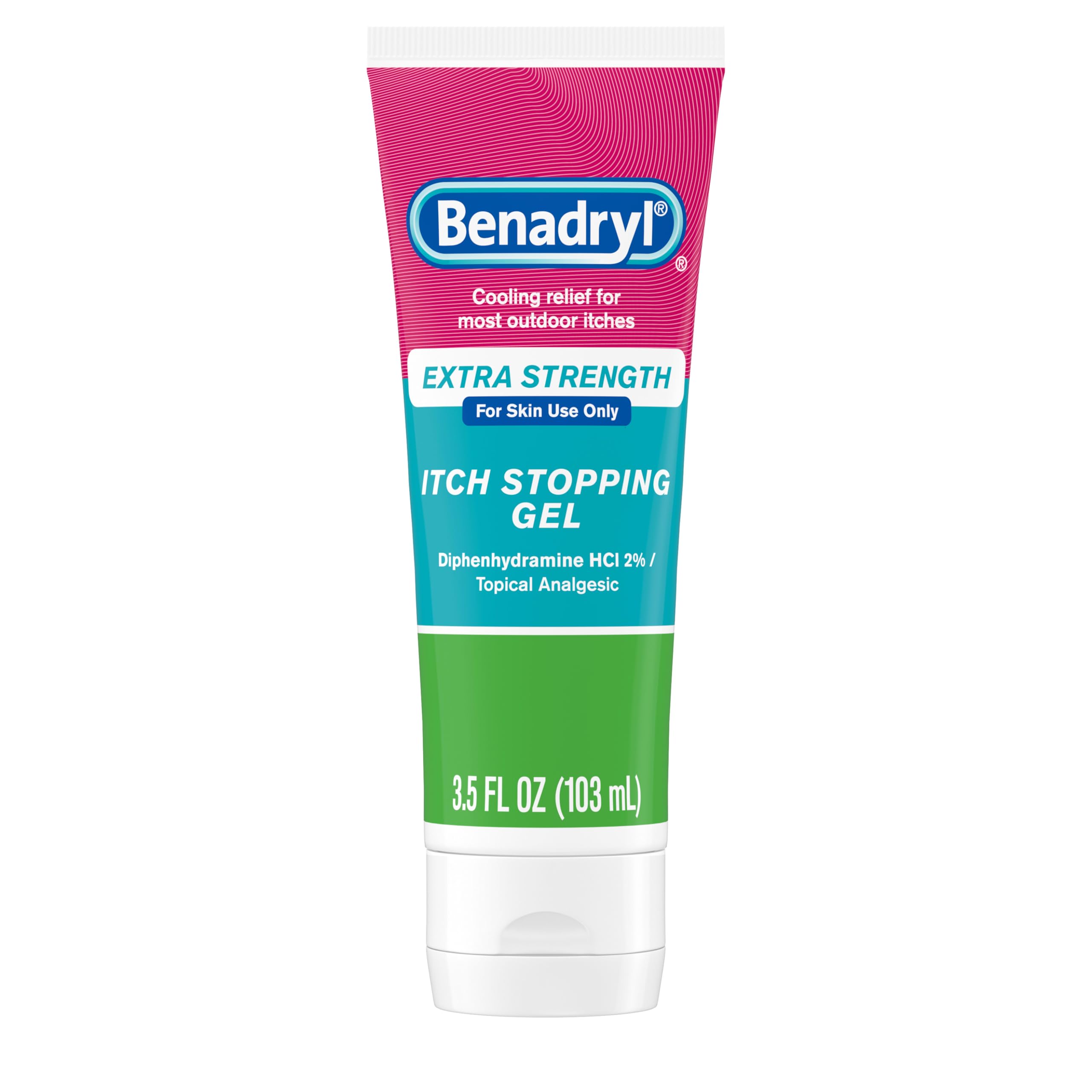 Benadryl Extra Strength Itch Relief Gel with Diphenhydramine HCl, 3.5 fl oz | Fast-Acting Topical Analgesic for Insect Bites, Sunburn & Rashes - main product image