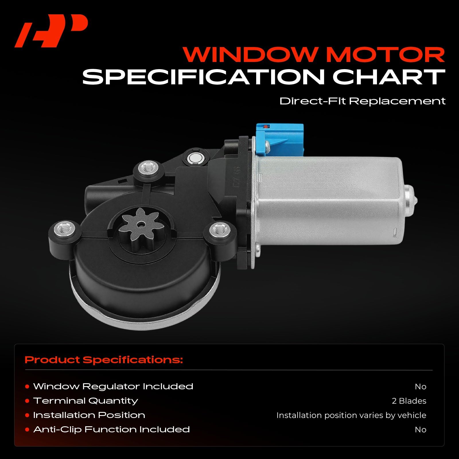 A-Premium Motor de elevación de ventana eléctrico compatible con Toyota 4Runner Camry Celica Corolla Tacoma Chevrolet Prizm Geo LX450 Mitsubishi con 7 dientes