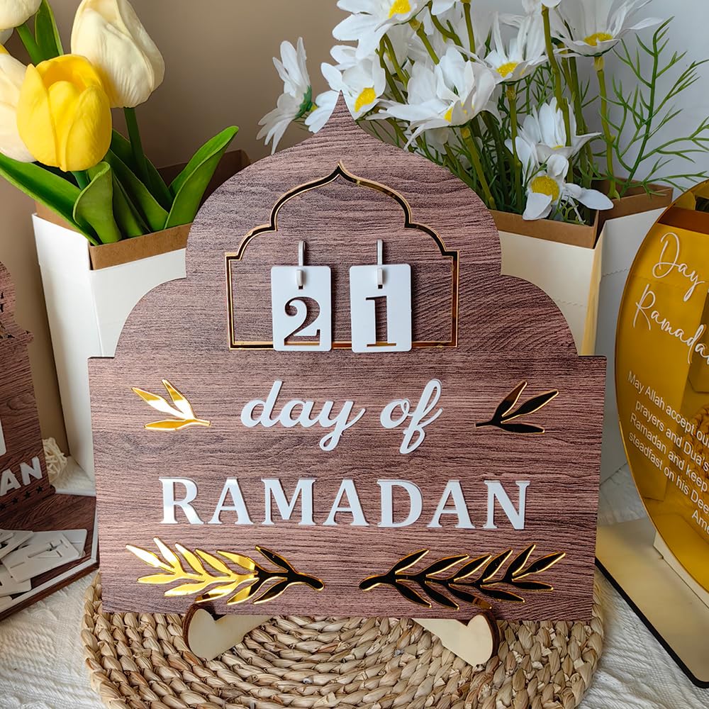 Calendario del conto alla rovescia del Ramadan 2026, decorazioni Ramadan in legno per la casa, calendari dell'avvento di Eid Mubarak, islamico musulmano Ramadan Kareem tavolo decorazione regalo di