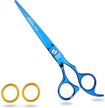 Professional Hair Cutting Scissors 6.5 Inch For Hairdressers - 100% Japanese Steel, Ergonomic Design, Offset Grip, Universal Key Screw Adjustment BLUE