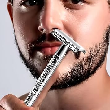 Double Edge Safety Razor for Men and Women - Butterfly Open Shaving Razor with 10 Stainless Steel Blades, Precision Shaving, Durable, Eco-Friendly 12-Piece Kit