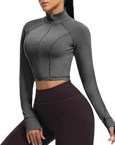 AVGO Camisas de entrenamiento de manga larga para mujer sudadera corta con media cremallera camisetas deportivas para yoga