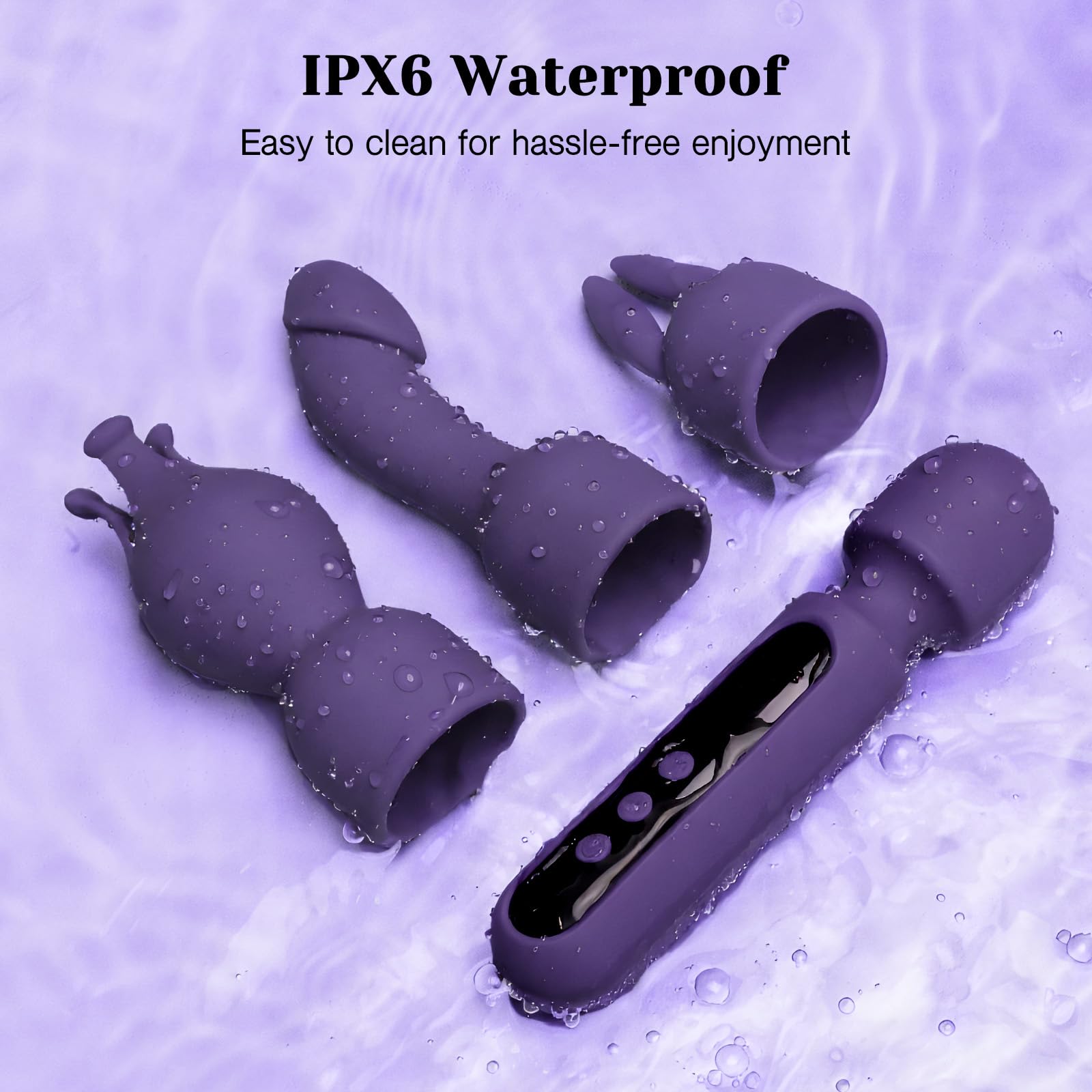 Tracy's Dog Wand Vibrator Kits, Couple Adult Sex Toys with 3 Attachments for Clit, G Spot, Glans, Clitoral Stimulator Vibrating Dildo with LCD Display, 10 Patterns 4 Speeds (Passion Kit)