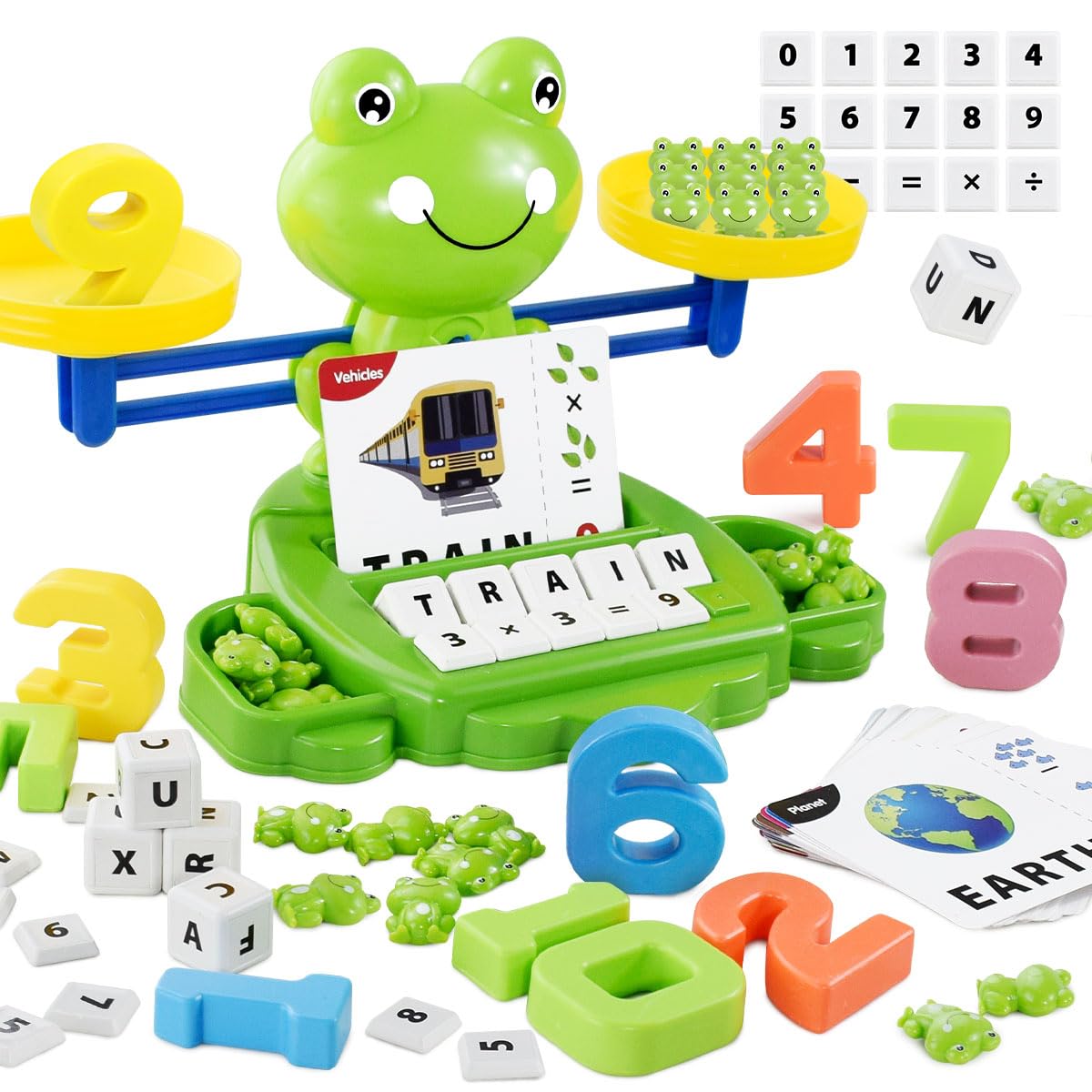YYDeek 3 IN 1 Balance Scale Math Toys, Number Counting Blocks, Alphabet Puzzle Blocks for Kids, Early Development & Activity Toddler Learning, Montessori Educational Toys for 2 3 4 Year Olds