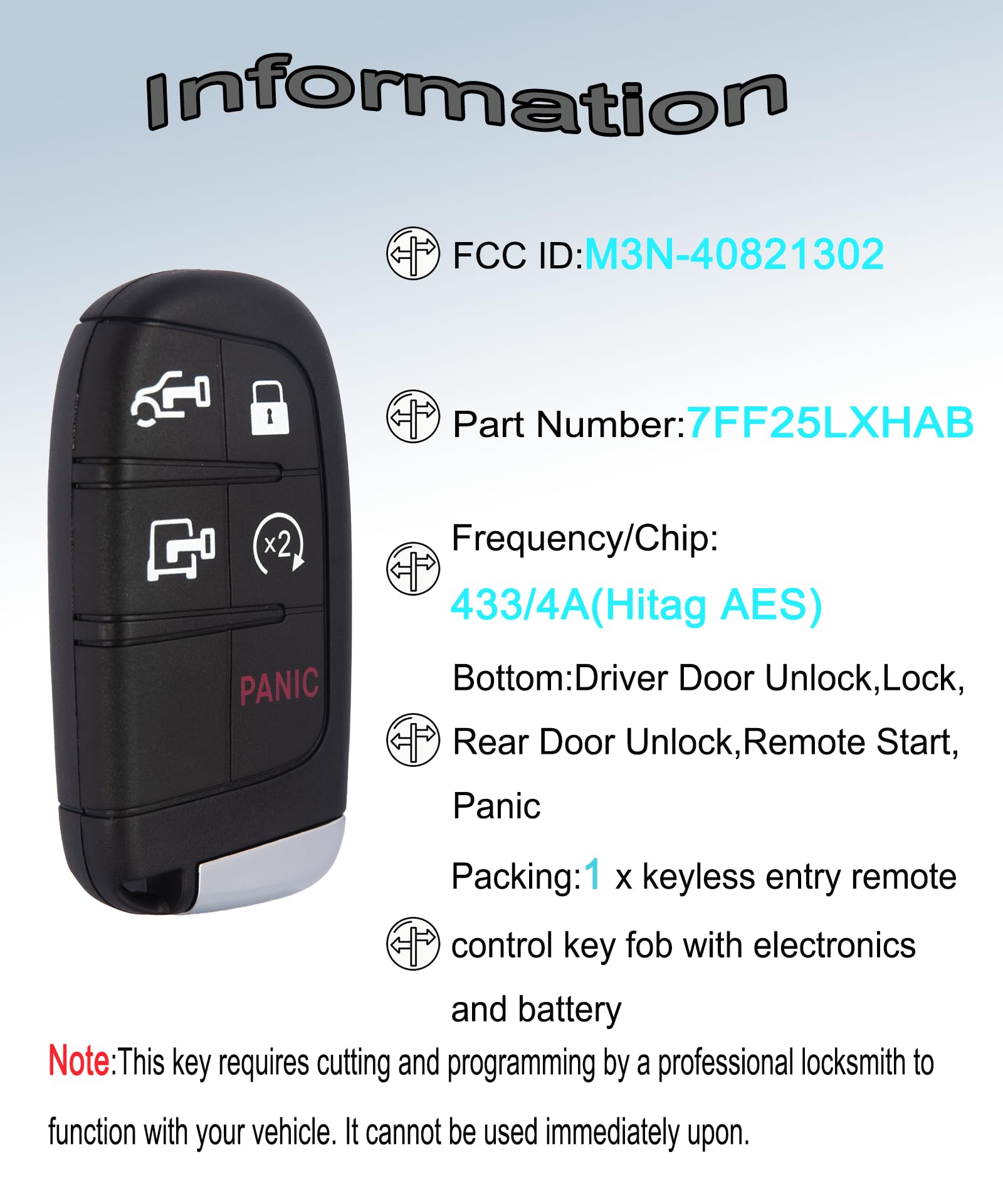 KeyXpress Smart Remote Key Fob – M3N-40821302 For 2022–2024 RAM ProMaster (Aftermarket)