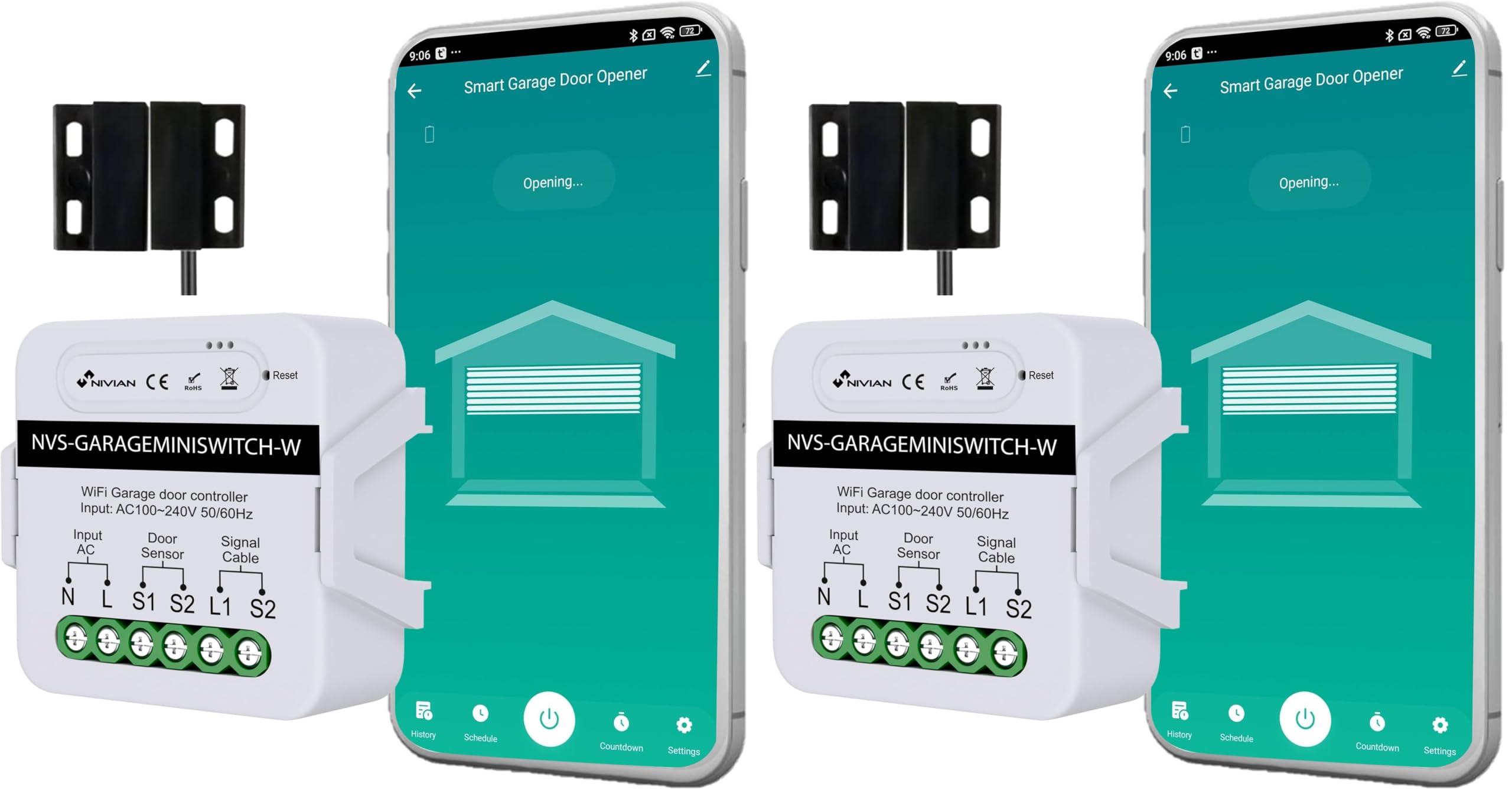 Moteur de porte de garage connecté avec programmation horaire et scènes intelligentes